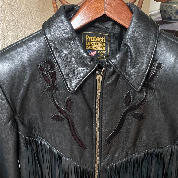 Protect Leather Fringe Motorcycle jacket - Picture 2 of 13